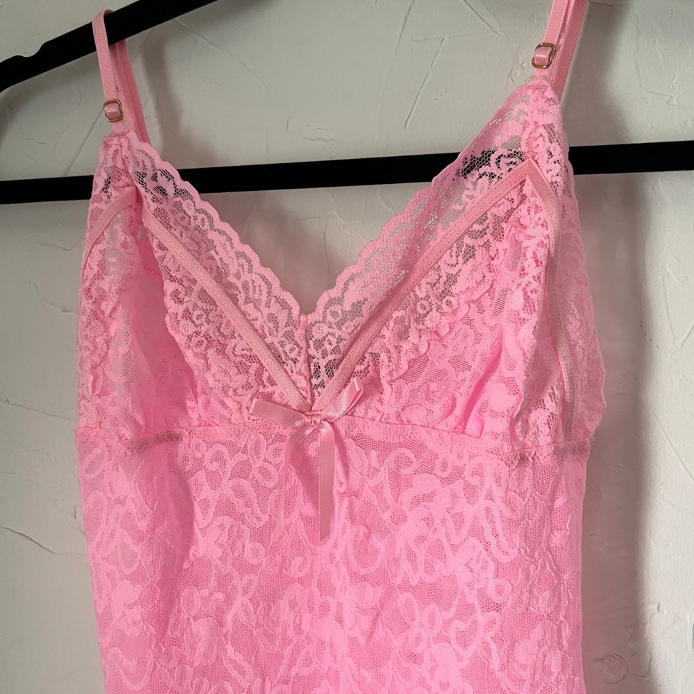 Victoria's Secret Pink Lace Babydoll y2k Coquette Lingerie Slip Dress Dollcore M - Picture 8 of 14